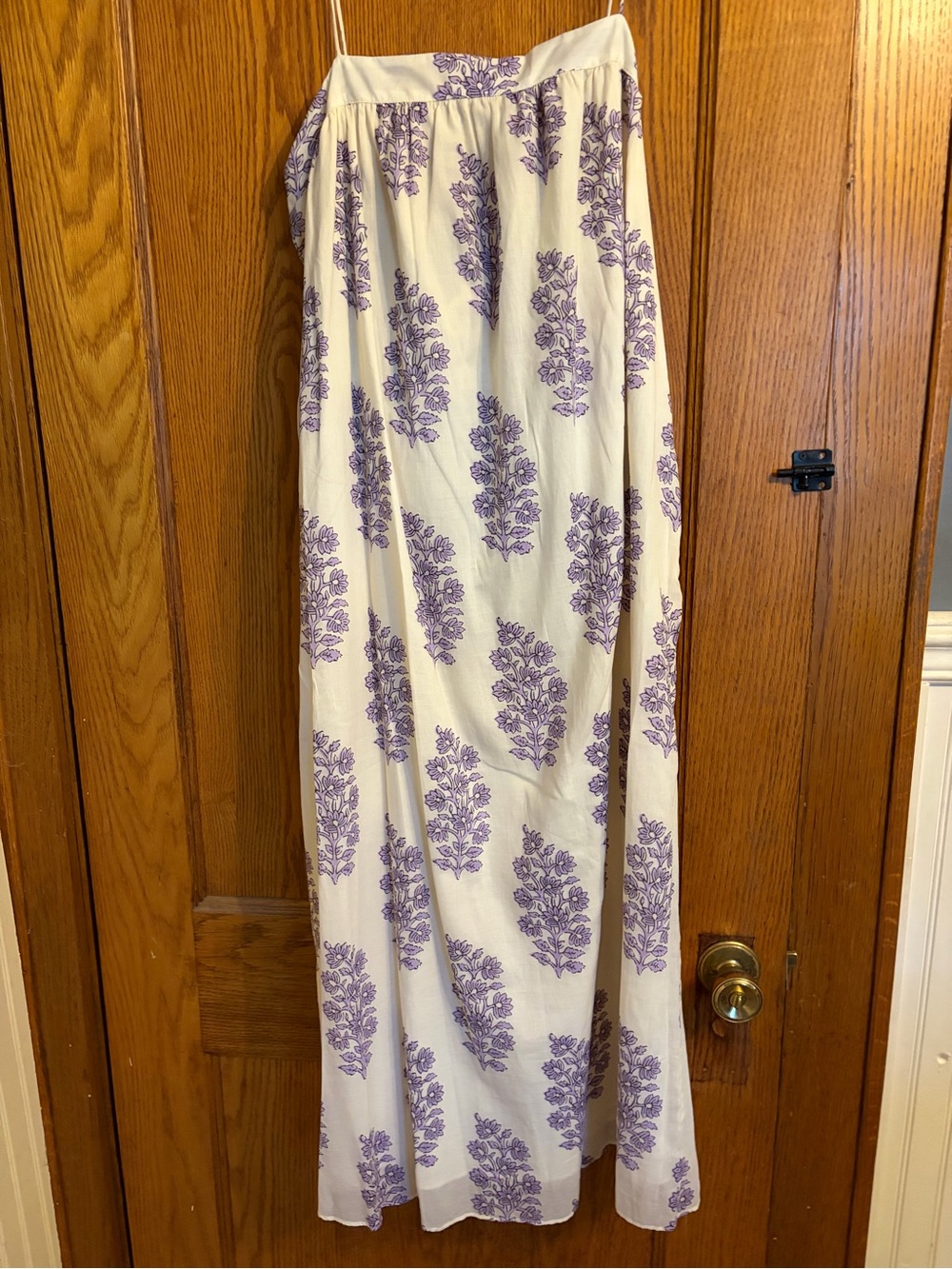 J. Crew Cream Maxi Skirt with Purple Floral Print